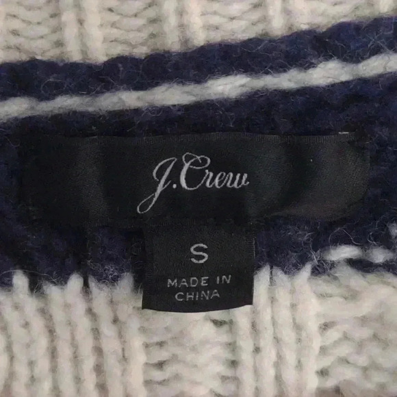 J. Crew cable knit stripe navy cream‎ orange crewneck sweater women's small - Picture 3 of 4